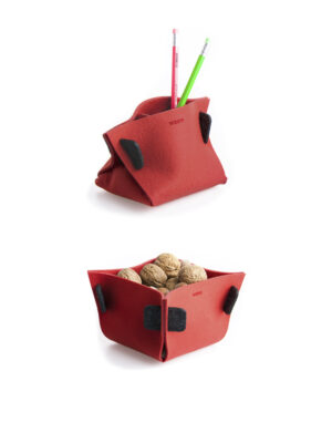 WEEW-design-sostenibile-contenitore-portaoggetti-feltro-riciclato-idea-per-casa-e-ufficio-TULIP rosso 2