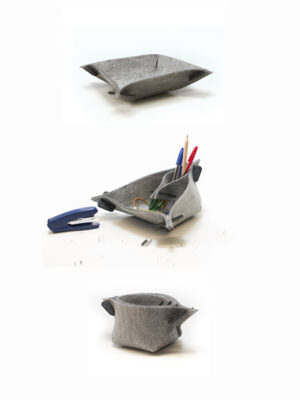 WEEW-design-sostenibile-idee-regalo-ecologiche-portaoggetti-trasformabile-feltro-riciclato-arredo-casa-e-ufficio-LOTUS grigio 1